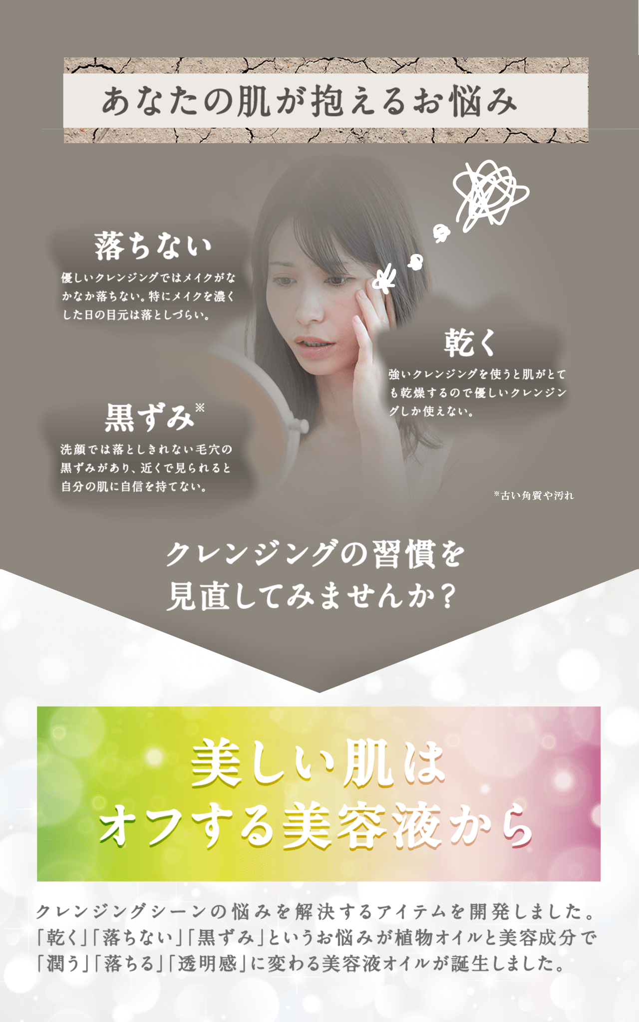 あなたの肌が抱えるお悩み 美しい肌はオフする美容液から